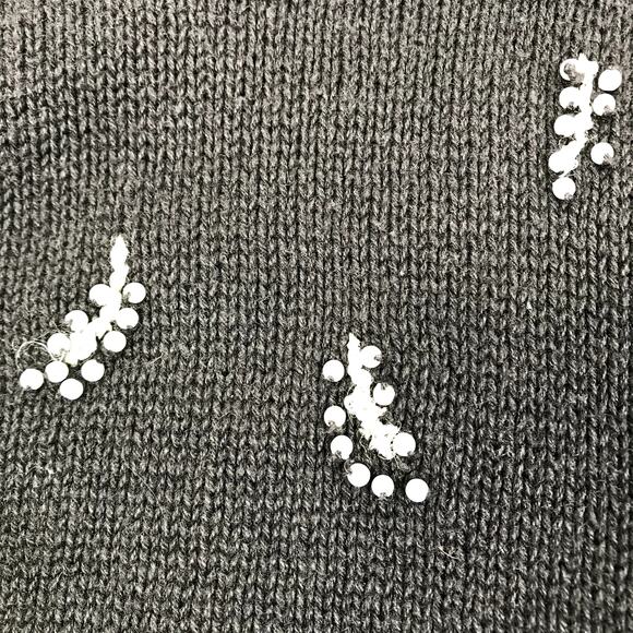 TIARA Vintage 90s Embroidered Knit Cardigan Women L Black Retro Unique Old Money - Picture 5 of 10